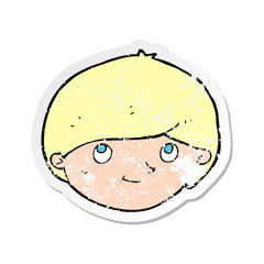 retro distressed sticker of a cartoon happy man