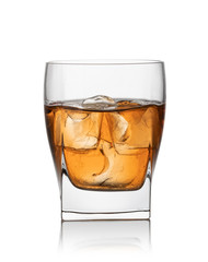 Glass of scotch whiskey and ice