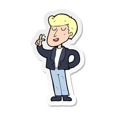 sticker of a cartoon cool guy snapping fingers