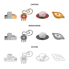 Isolated object of culture and sightseeing sign. Set of culture and originality stock symbol for web.