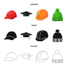 Isolated object of clothing and cap symbol. Collection of clothing and beret vector icon for stock.