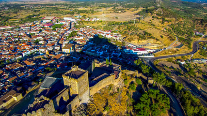 Alburquerque. Historical village of Badajoz. Extremadura, Spain. Drone photo