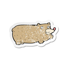 retro distressed sticker of a funny cartoon bear