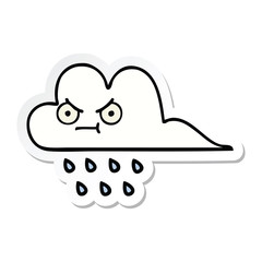sticker of a cute cartoon rain cloud