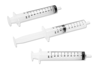 Set of Syringe plastic isolated on white background,Clipping path image
