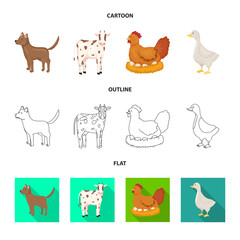 Vector design of breeding and kitchen  logo. Collection of breeding and organic  stock vector illustration.