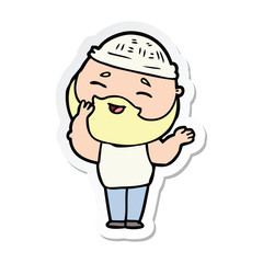sticker of a cartoon happy bearded man