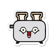sticker of a cute cartoon of a toaster