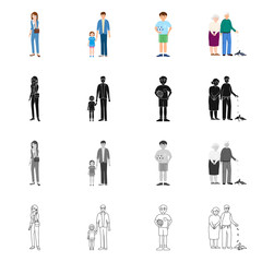 Vector illustration of character and avatar  logo. Set of character and portrait stock vector illustration.