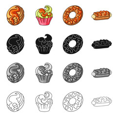 Isolated object of confectionery and culinary logo. Collection of confectionery and product stock symbol for web.