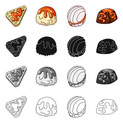 Isolated object of confectionery and culinary sign. Set of confectionery and product stock symbol for web.