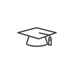 Graduation cap line icon. linear style sign for mobile concept and web design. Academic hat outline vector icon. Education symbol, logo illustration. Pixel perfect vector graphics