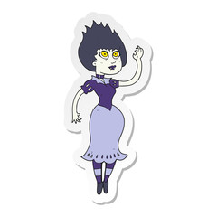 sticker of a cartoon vampire girl waving