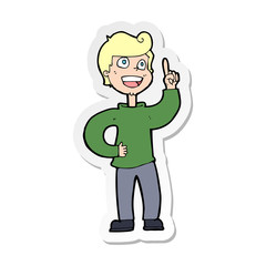 Fototapeta premium sticker of a cartoon boy with great idea