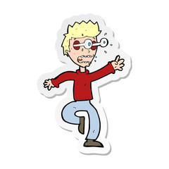 sticker of a cartoon terrified man with eyes popping out