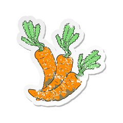 retro distressed sticker of a cartoon carrots