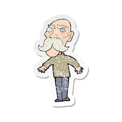 retro distressed sticker of a cartoon angry old man