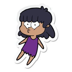 sticker of a cartoon whistling girl