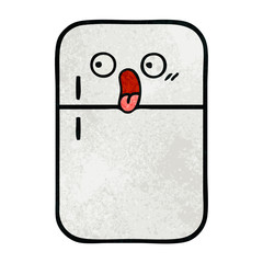 retro grunge texture cartoon fridge freezer
