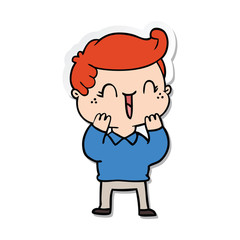 sticker of a cartoon laughing boy