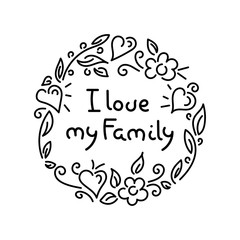 My Family. Doodles frame. Design vector illustration
