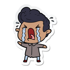 sticker of a cartoon crying man