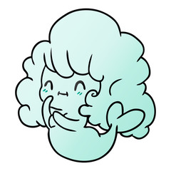 gradient cartoon kawaii cute ghost mermaid