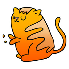 quirky gradient shaded cartoon cat