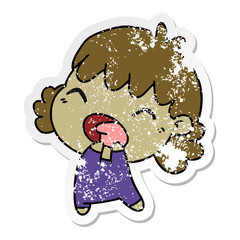 distressed sticker cartoon of cute kawaii baby girl