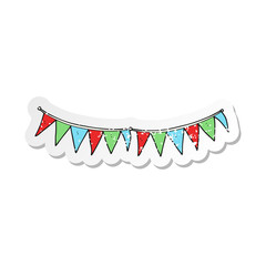 Obraz premium retro distressed sticker of a cartoon bunting flags