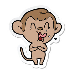 sticker of a crazy cartoon monkey