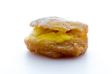 Handmade krapfen filled with pastry cream
