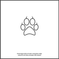 Vector icon animal paw imprint. Paw illustration on white isolated background.