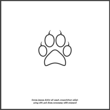 Vector icon animal paw imprint. Paw illustration on white isolated background.