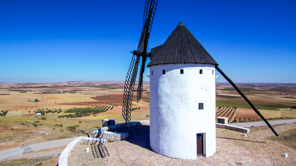 Windmill in La Mancha. Alcazar de San Juan (Ciudad Real, Spain) - Drone Photo 