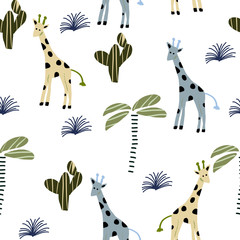 Wzór w stylu skandynawskim z żyrafą - 253832749