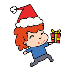 christmas cartoon of kawaii boy