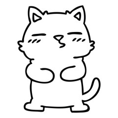 quirky line drawing cartoon cat