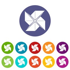 Origami shuriken icons color set vector for any web design on white background