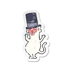 retro distressed sticker of a cartoon monkey in top hat