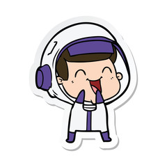 sticker of a happy cartoon astronaut