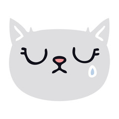 quirky hand drawn cartoon crying cat