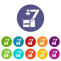 Robot factory icons color set vector for any web design on white background
