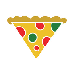 quirky hand drawn cartoon slice of pizza