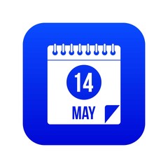 Spiral calendar page, 14th of May icon digital blue for any design isolated on white vector illustration