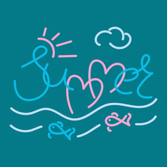 Summer, hand written. Vector illustration.