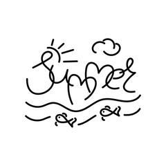 Summer, hand written. Vector illustration.