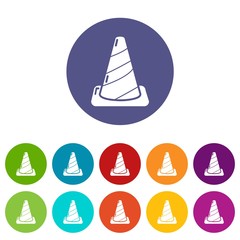 Cone road icons color set vector for any web design on white background
