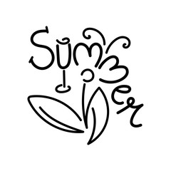 Summer. Flower, glass, sun. Outline. Vector