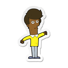 sticker of a cartoon man punching